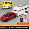 1:24 Modello Y Modello X Modello S Rimorchio RV Lega Metallo Pressofuso Modello di Auto Giocattolo Simulato Collezioni Hobby Regali di Compleanno Ragazzo