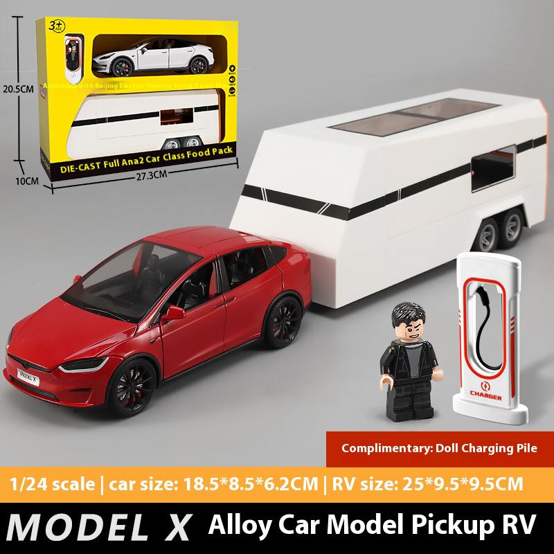 1:24 Modello Y Modello X Modello S Rimorchio RV Lega Metallo Pressofuso Modello di Auto Giocattolo Simulato Collezioni Hobby Regali di Compleanno Ragazzo