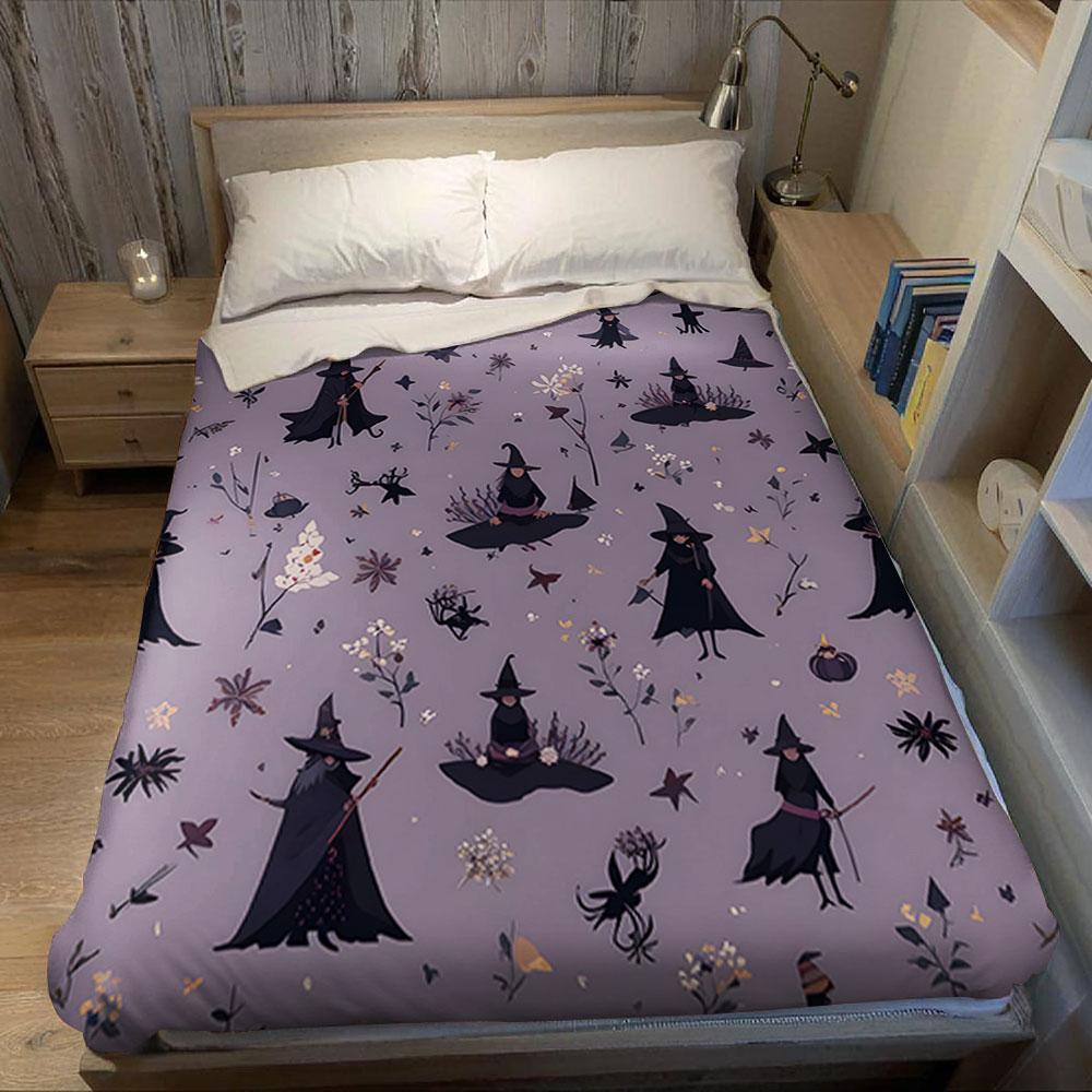 Halloween Mix Element Printed Blanket Suitable for Sofas Beds Offices Travel Camping Chairs Warm Plush Blanket