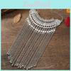 Artistic Vintage Female Necklace With Multilayer Tassels And Geometric Zinc Alloy Design