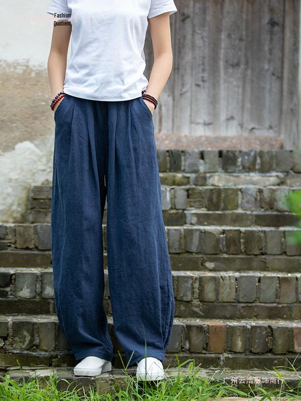 Spring 2026 Women's Cotton & Linen Lantern Pants: Artistic, Sand-Washed, Slimming, Casual Fit