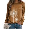 Herbst Frühling Damen Pullover T-Shirt Langarm Rundhals Oberteil Tee Löwenzahn Druck Basic Tunika Oberteil Lässige Blusen Sweatshirt