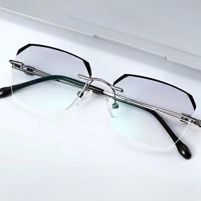 

Модные без оправы очки для пресбиопии Новые очки с защитой от синего света Винтажные очки Устойчивые к излучению Компьютерные очки 4 серый