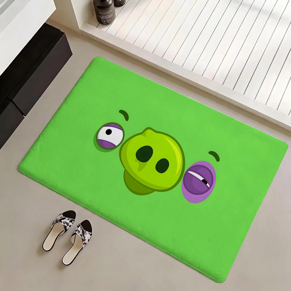 A-Angry Birds Game Floor Mat Eco Flannel Doormat Non-Slip Odorless Indoor Soft Short Plush Floor Rug