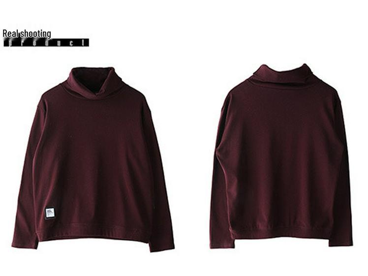 Women's High Neck Fleece-Lined Loose Long Sleeve T-shirt - 2024 Trendy Autumn/Winter Korean Style