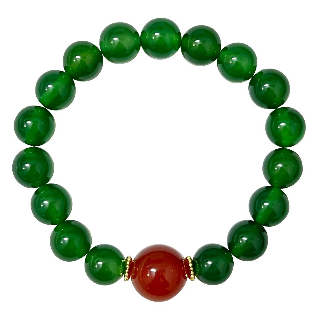 Green Agate Bracelet for Women 10mm Round Beads Elastic Beaded Bracelets Handmade Natural Stone Bangle Jewelry Gifts
