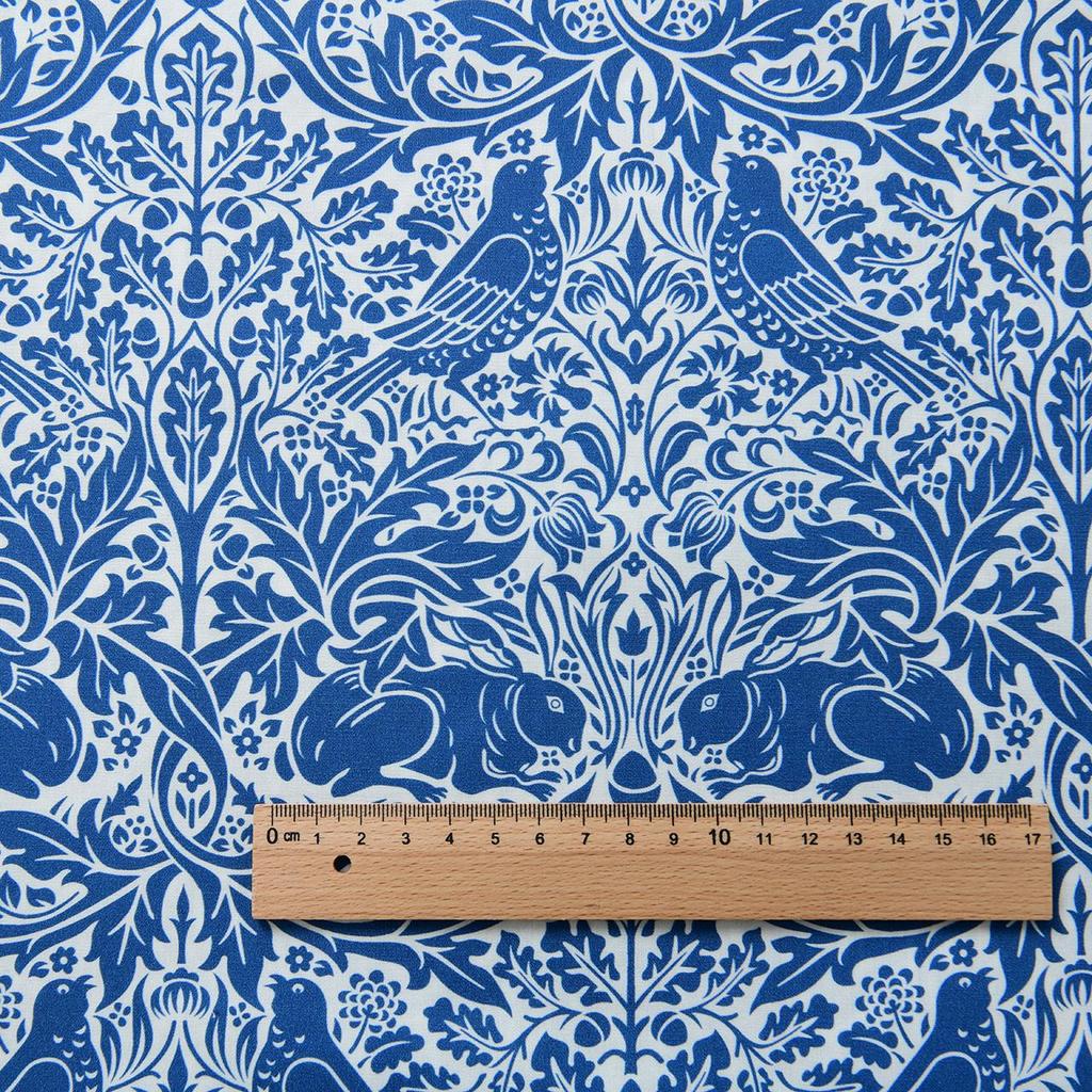 40s Pure Cotton Plain Weave DIY Skirt/Shirt Fabric, Morris Blue Theme