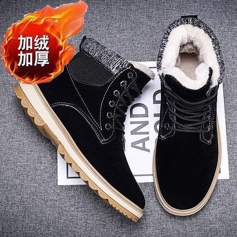 Men's Snow Boots Winter Warm Youth Martin Boots Versatile Non-slip High-top Thickened Velvet Cotton Shoes Short Boots Shoes