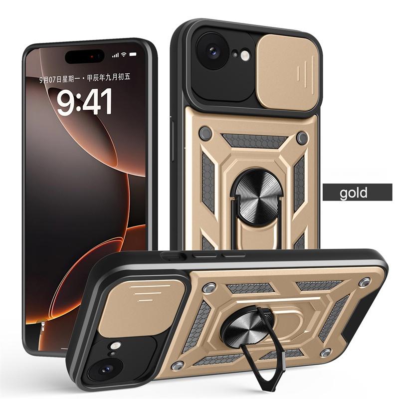 

For iphone 17e Case Slide Lens Camera Armor Phone Cases For iPhone17e i Phone 17e 17 e e17 Magnetic Ring Holder Back Cover For iphone 17e
