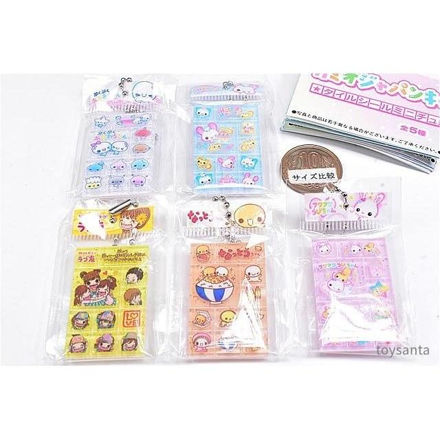 Kamio Japan Characters Tile Seal Miniature Charm 2 Complete Set 5 Types Gachapon Capsule Toy
