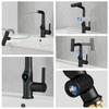 Waterfall Pull Out Kitchen Faucet Black Intelligent Digital Display Cold Hot Mixer Taps Rotatable Sink Lifting Basin Faucet