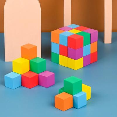 Montessori Magic Block Puzzle Spielzeug Räumliches logisches Denktrainingsspiel Regenbogen-Stapelblöcke Mathematik-Lernspielzeug für Kinder