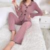 Europäisches & Amerikanisches Herbst/Winter Damen Revers Schleife Pyjama-Set - Modisch, Sexy, Langarm & Hose Hauskleidung.
