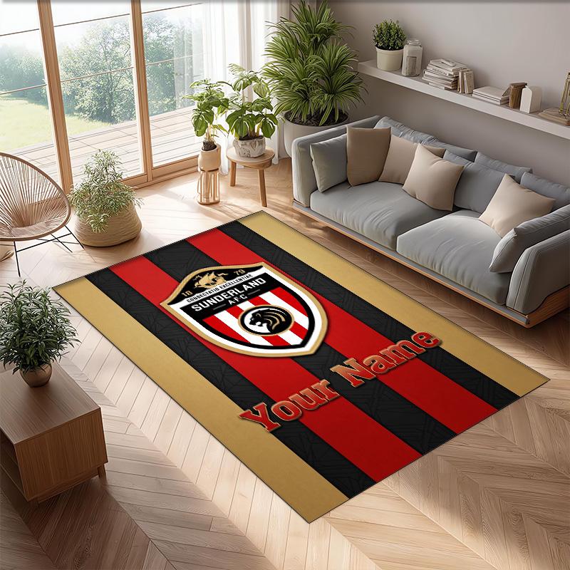 Sunderland FC Printed Crystal Velvet Rug Non‑Slip Crystal Velvet Carpet For Sofa Bedroom Indoor Home Decoration
