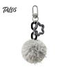 Fluffy Ball Keychain Plush Keychain, Pompom Pendant with Hollow Star, Backpack Decorative Purse Bag Accessories, Gift for Women Girls Accessories