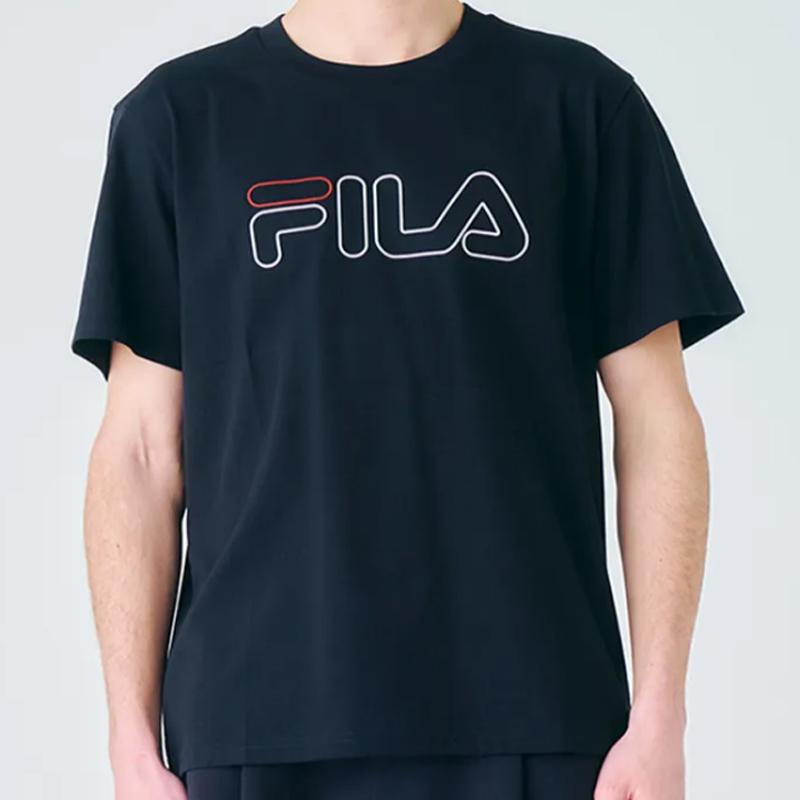 FILA T Shirts Men's Black Crew Neck Moderate Straight Fit FS2RSF2102X-BLK