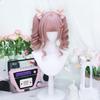 Princess cut, fluffy, natural curls, Harajuku-style Lolita wig with pigtail net, heat-resistant, dreamy, cute, cosplay, and everyday wear (pink)