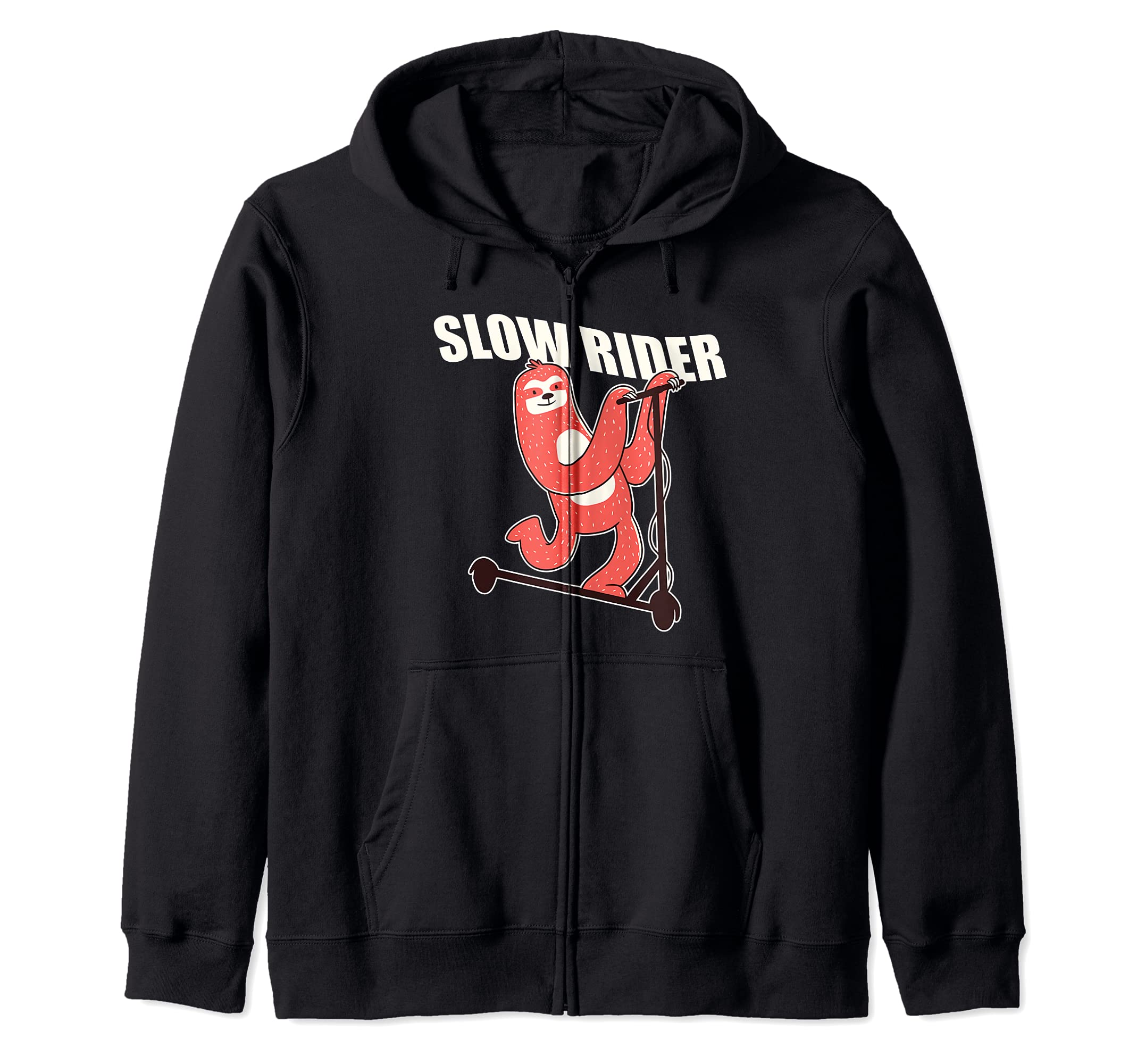 

SLOW RIDER Funny Sloth on Scooter Meme zip hoodie