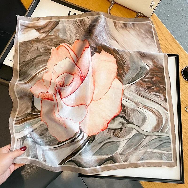 Nature Silk Neck Scarves Lady Foulard Lovely Strawberry Print Real Silk Square Scarf for Women Bag Ribbon Hairband Kerchief