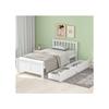Lit En Bois, Simple, Juvénile, Adulte, Avec Tiroirs De Rangement, Cadre De Lit En Pin, Blanc (90x200 Cm)