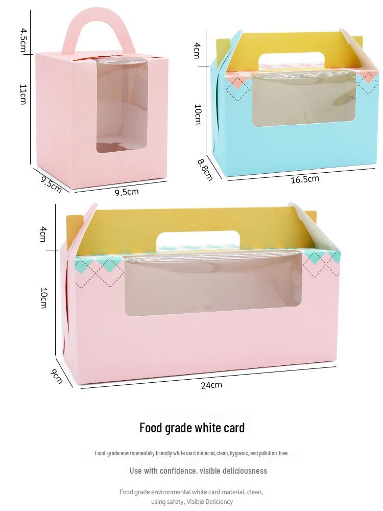 Kraft Paper Cupcake Box with Transparent Window for Mousse, Pudding, Muffins, and Egg Tarts