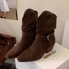 Fashion New Style Fashion Women's Suede Long Boots Soft Platform Side Zipper Women Western Boot Plus Size Solid Color Luxury Boots