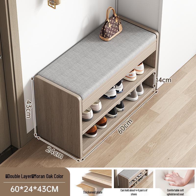 

Скамья-подставка для обуви со встроенным местом для хранения у входа Light Gray Fabric Cushion Morandi Gray 60cm