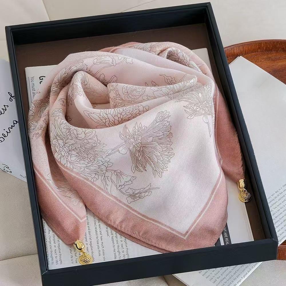 Unisex Pamuklu Keten Kare Eşarp - Yumuşak, Nefes Alabilir, Rüzgar Geçirmez ve Dekoratif Jakarlı Dokuma Moda