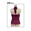 Purple Halter Mesh Ruffled Off Shoulder Sleeveless Sexy Women Casual Top