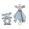 Set Doudou and Rattle - Kiokids - Pink Kitten - Polyester and EVA - Small Double - 2 Units