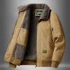 Winter Man Thicken Fleece Cargo Coat Turn Down Collar Zipper Men Pilot Jacket Outdoor Casual Pocket Male Outerwear