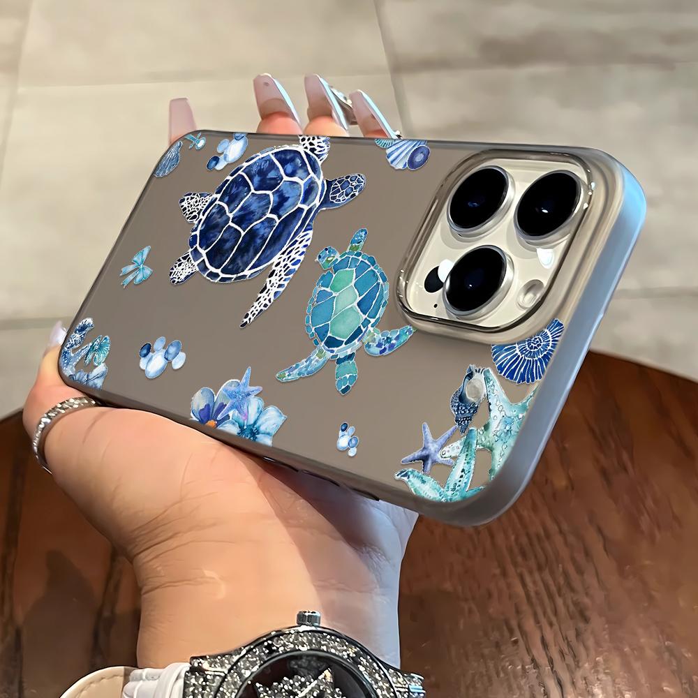 Underwater Turtle Pattern Soft Phone Case For IPhone 16 16e 15 14 13 12 11 Pro Max 7 8 Transparent Silicone Soft Cover Case