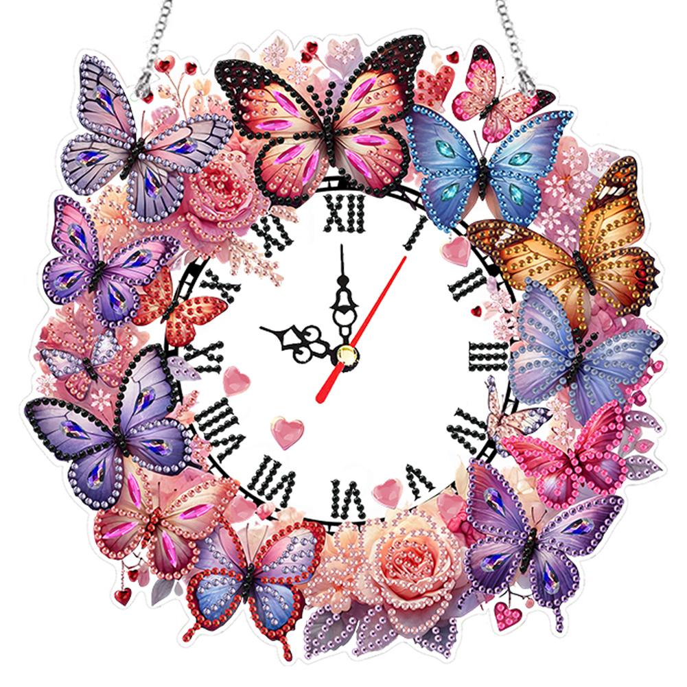2D Flat DIY Irregular Shaped Drilling Diamond Painting Clock Pendant Diamond Art Clock Pendant Kit for Home Decoration