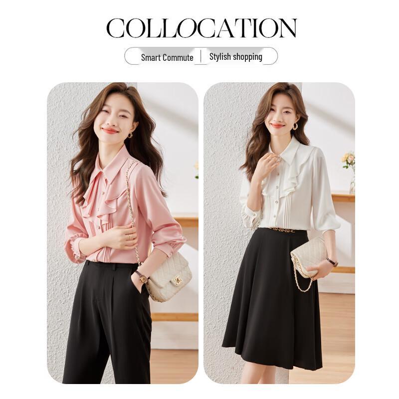 Women's French Ruffled Collar Long-Sleeve Blouse