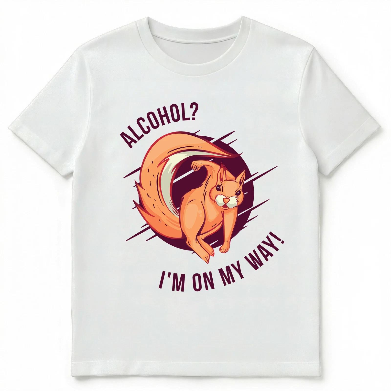 Funny Squirrel Rushing To The Party To Get Drunk Unisex T-Shirt M
