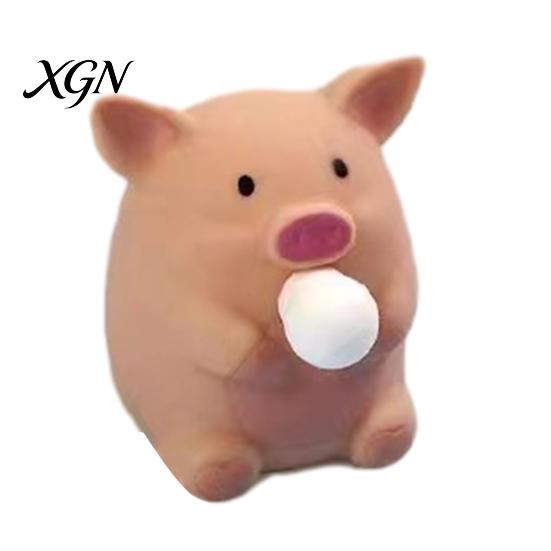 Pig Stress Reliever Bubble Blowing Squeeze Toy Relief Cartoon Sensory Soft Stretchy Animal Shape Home Office Desk Reusable Ball