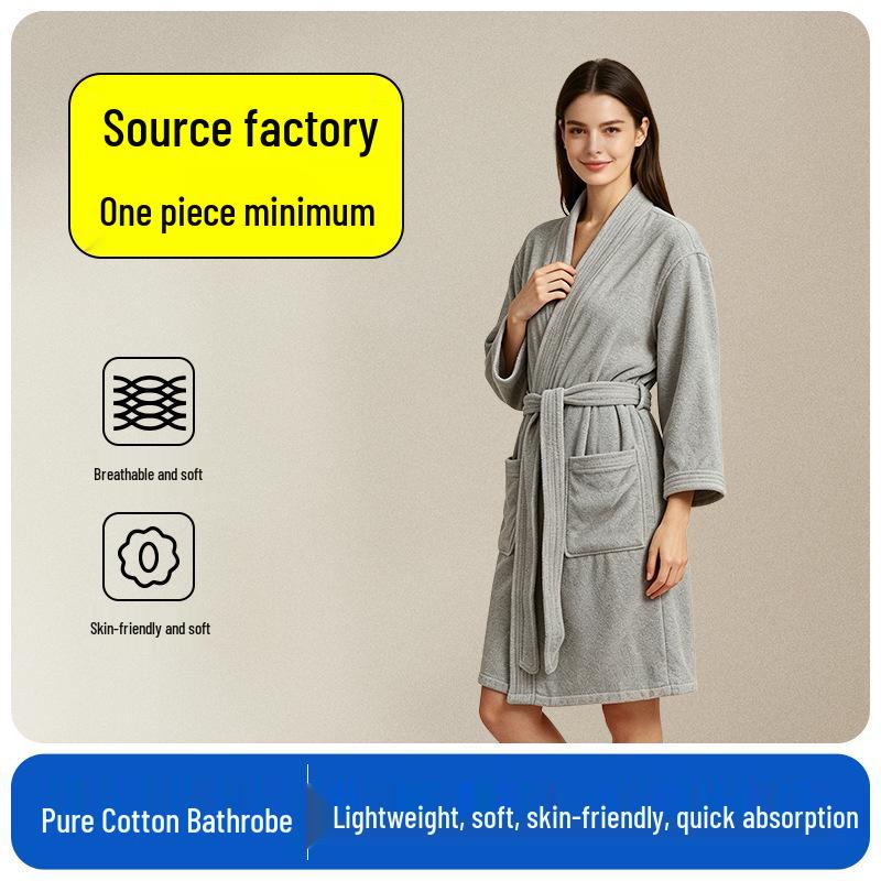 Luxury Cotton Couple Bathrobe: Lightweight, Breathable Pajamas for All Seasons