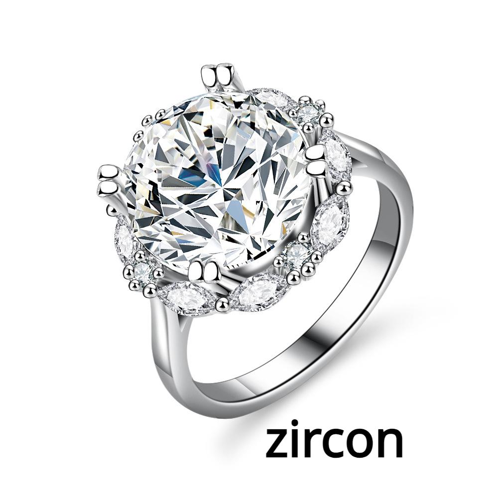 Classic Four-claw S925 Silver Ring 5ct Moissanite Ring Female Double Row Diamond Ring Engagement Ring Wedding Ring Gift for Girlfriend