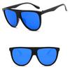 Black Oversized Shadow Sunglasses Flat Top Shield Womens Elegant Highquality Eyewear