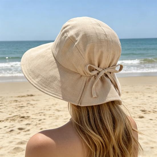Bucket Hat Wide Brim Adjustable Fit Lace-up Fisherman Hat Foldable Travel Outdoor UV Blocking Windproof Sun Hat