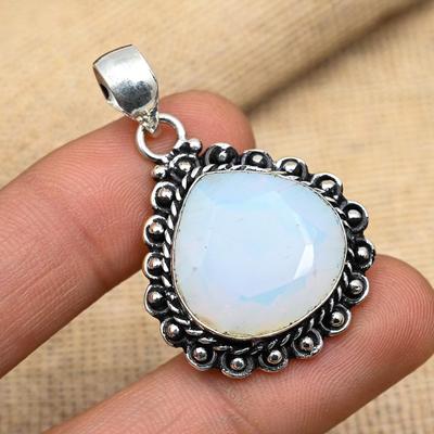 Pretty Milky Opal Gemstone 925 Solid Sterling Silver Handmade Jewelry Pendant For Women