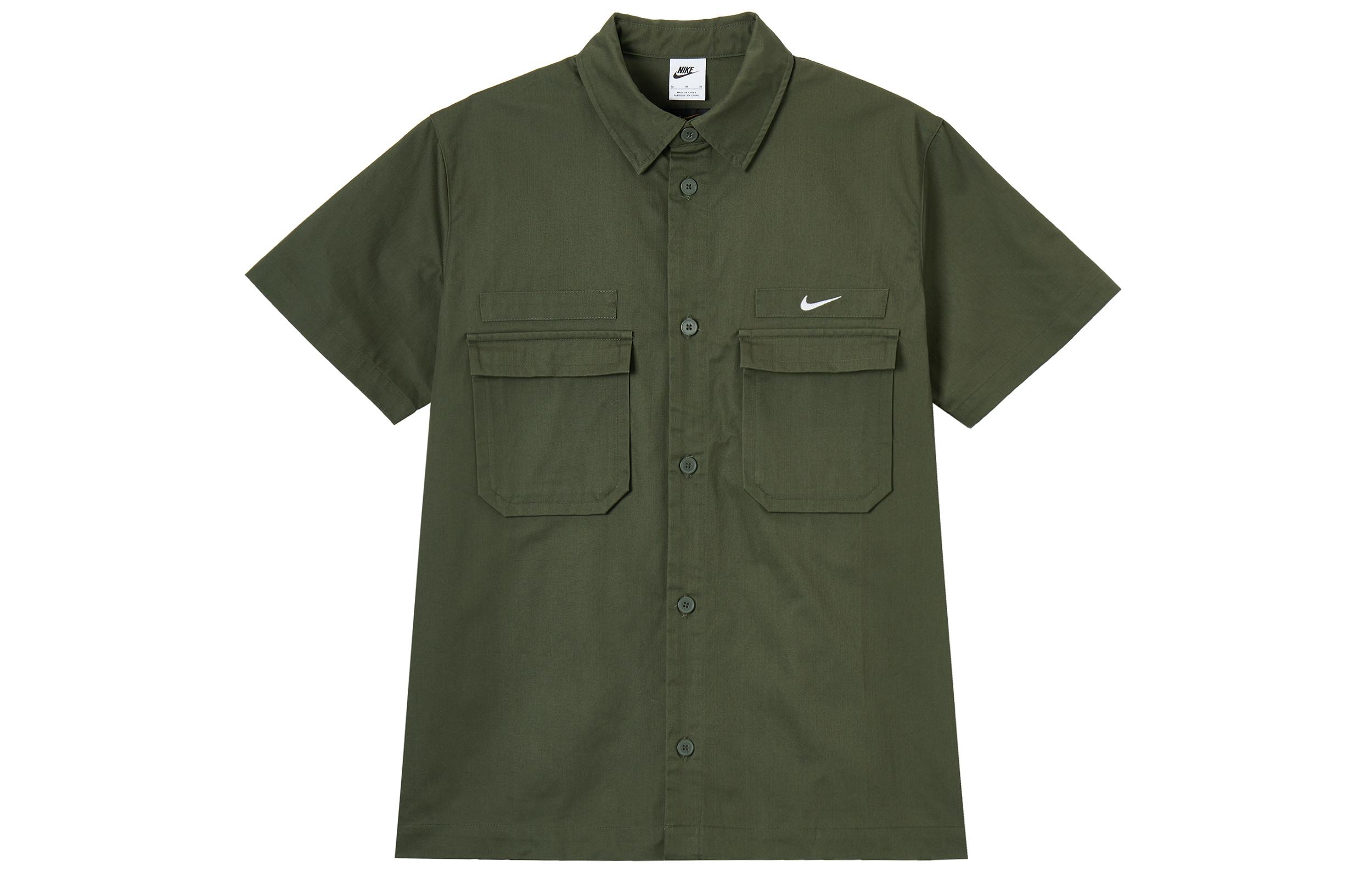 Nike Shirts Men s Khaki Green Pointed Collar Moderate Workwear DX3341-325 S