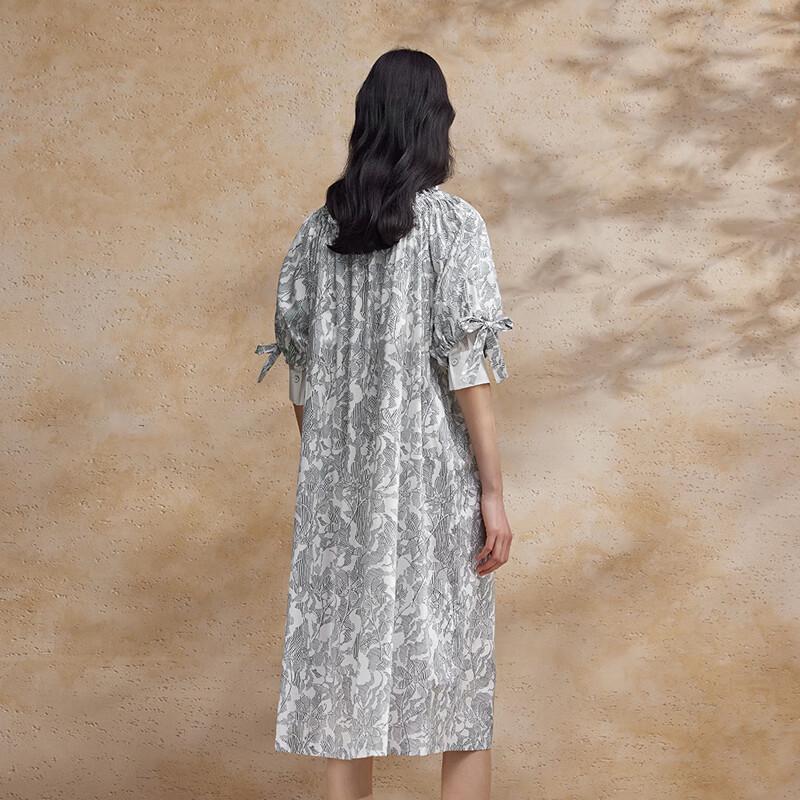 Women's Bellflower Floral Chiffon A-Line Midi Dress