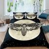 Black Death Moth Bedding Set Gothic Skull Duvet Cover Set Butterfly Bedclothes 2/3pcs Moon Stars Luxury Home Textiles