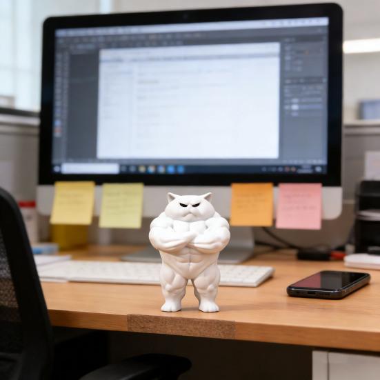 3D Printed Muscular Cat Figurine Standing Strong Cat Statue Home Office Desktop Decoration Fitness Enthusiasts Gift