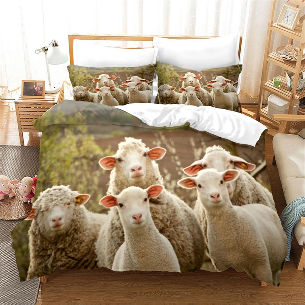 3D Printed Sheep Duvet Cover with Pillow Cover Bedding Set Single Double Twin Full Queen King Size Animal Bed Set Bedroom Decor