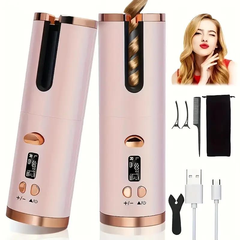 Automatischer Lockenstab Haar-Lockenstab für Haarstyling Kabellos Auto Schnellaufheizend Wiederaufladbar Kabelloser Haar-Lockenwickler