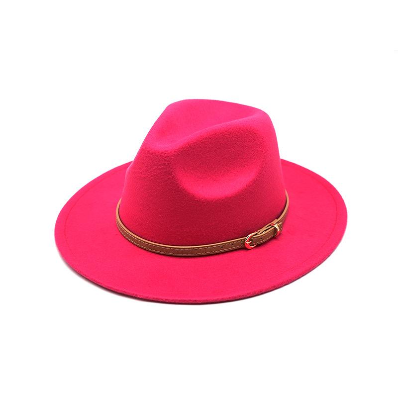 Autumn And Winter British Style Men And Women Woolen Soft Felt Hat Big Eave Hat Classic Khaki Belt Woolen Top Hat