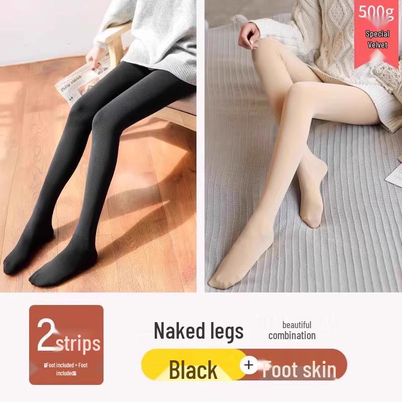 Women's Fleece-Lined Nude Silk Stockings: Plus Size, Autumn/Winter Cozy Leggings, Warm Base Layer Tights for Outerwear.