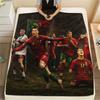 1PC Portugal National Football Logo Patterned Flannel Blanket Suitable For All Seasons for Home Decor Warmth and Comfort Gifts Holiday Present